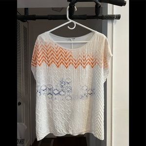 Zara Lacey blue & orange cotton tee.